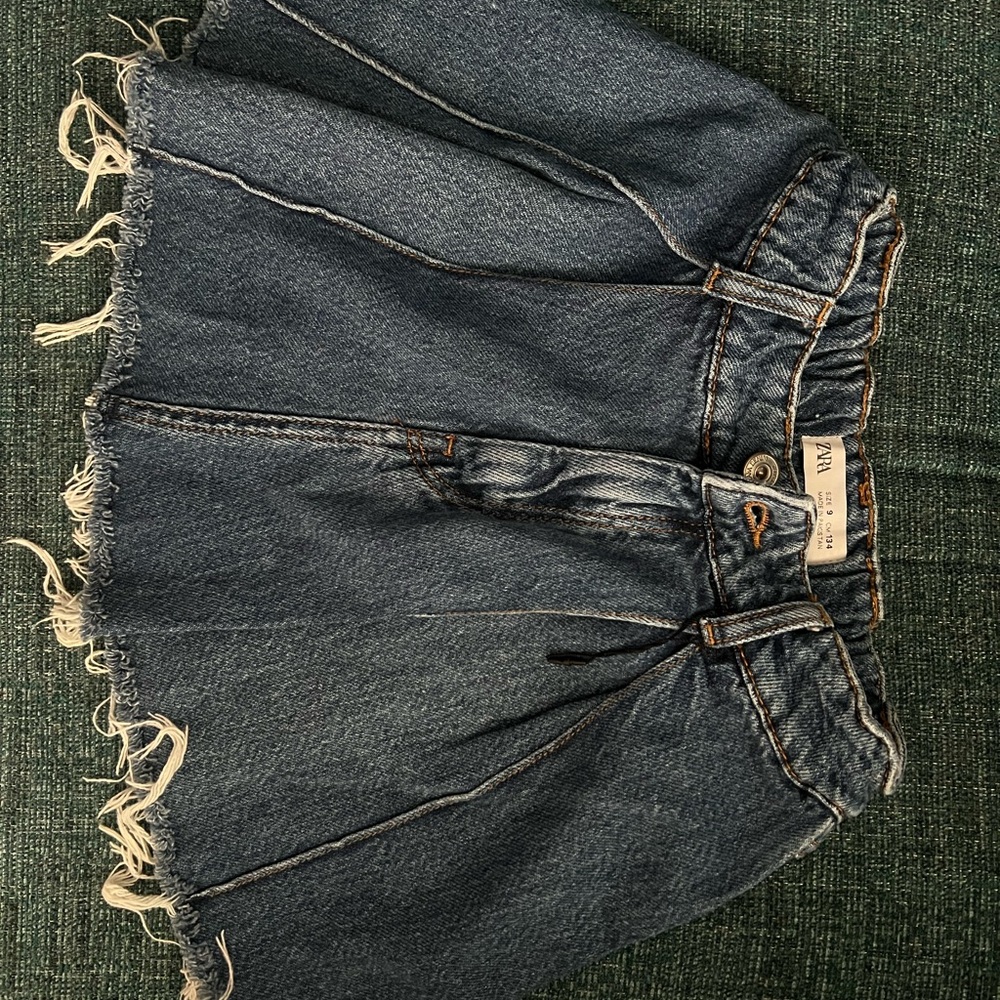 Zara Denim Shorts with Frayed Hem